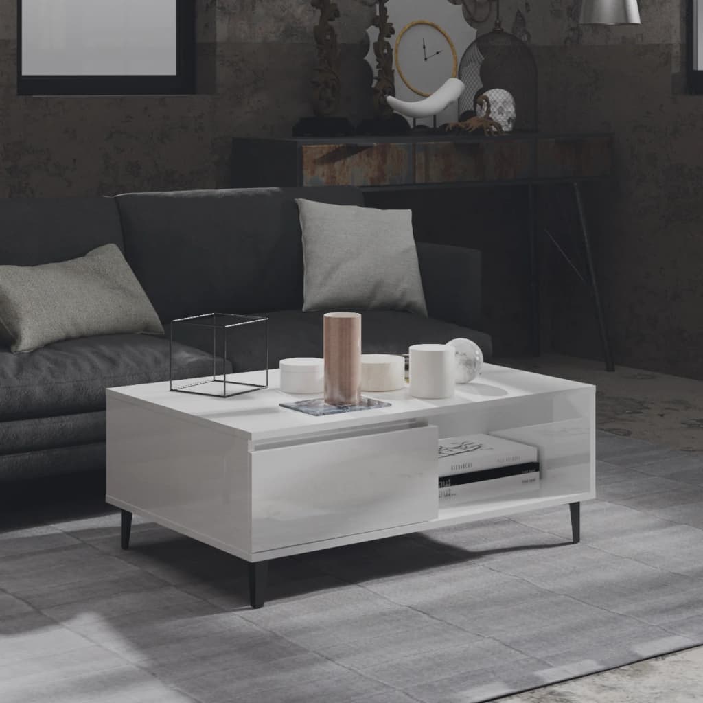 Mesa De Centro Madera Contrachapada Color Roble 90X60X35 Cm
