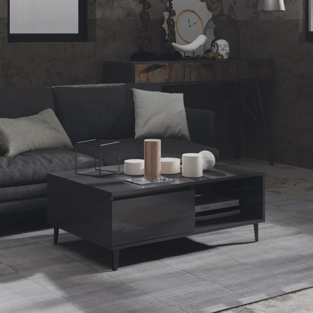 Mesa De Centro Madera Contrachapada Color Roble 90X60X35 Cm
