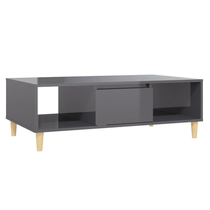 Mesa De Centro Madera Contrachapada Gris Brillo 103,5X60X35 Cm
