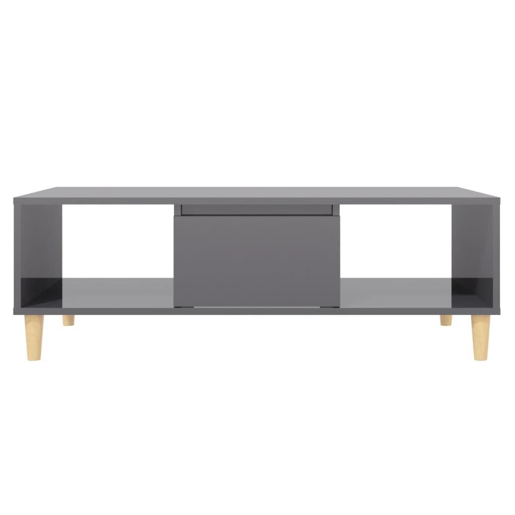 Mesa De Centro Madera Contrachapada Gris Brillo 103,5X60X35 Cm