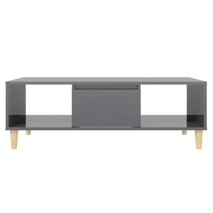 Mesa De Centro Madera Contrachapada Gris Brillo 103,5X60X35 Cm
