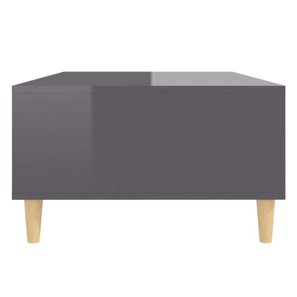 Mesa De Centro Madera Contrachapada Gris Brillo 103,5X60X35 Cm