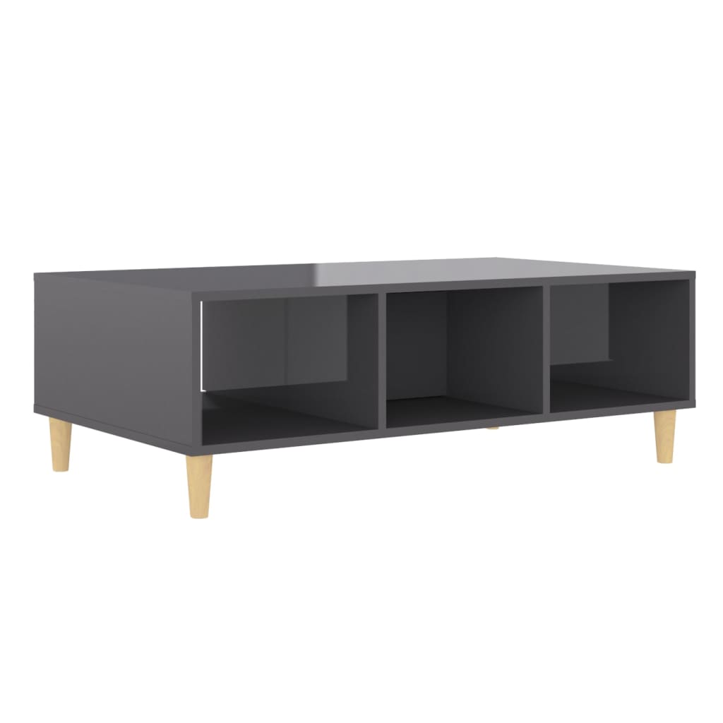 Mesa De Centro Madera Contrachapada Gris Brillo 103,5X60X35 Cm