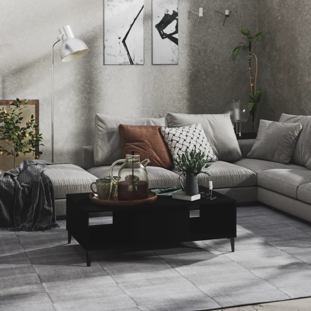 Mesa De Centro Madera Contrachapada Gris Brillo 103,5X60X35 Cm