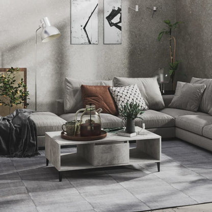 Mesa De Centro Madera Contrachapada Gris Brillo 103,5X60X35 Cm