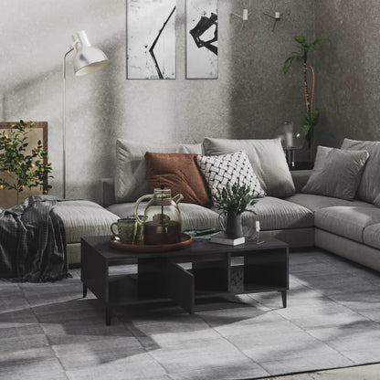 Mesa De Centro Madera Contrachapada Gris Brillo 103,5X60X35 Cm