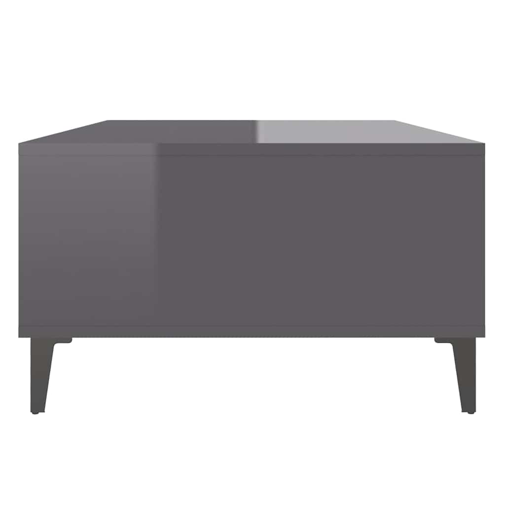 Mesa De Centro Madera Contrachapada Gris Brillo 103,5X60X35 Cm