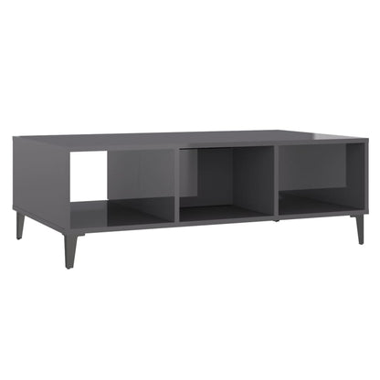 Mesa De Centro Madera Contrachapada Gris Brillo 103,5X60X35 Cm
