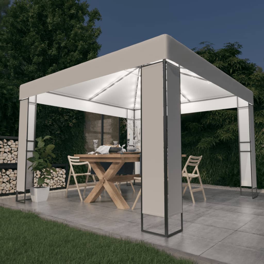Cenador Con Doble Techo Y Tira De Luces Led 3X3 M