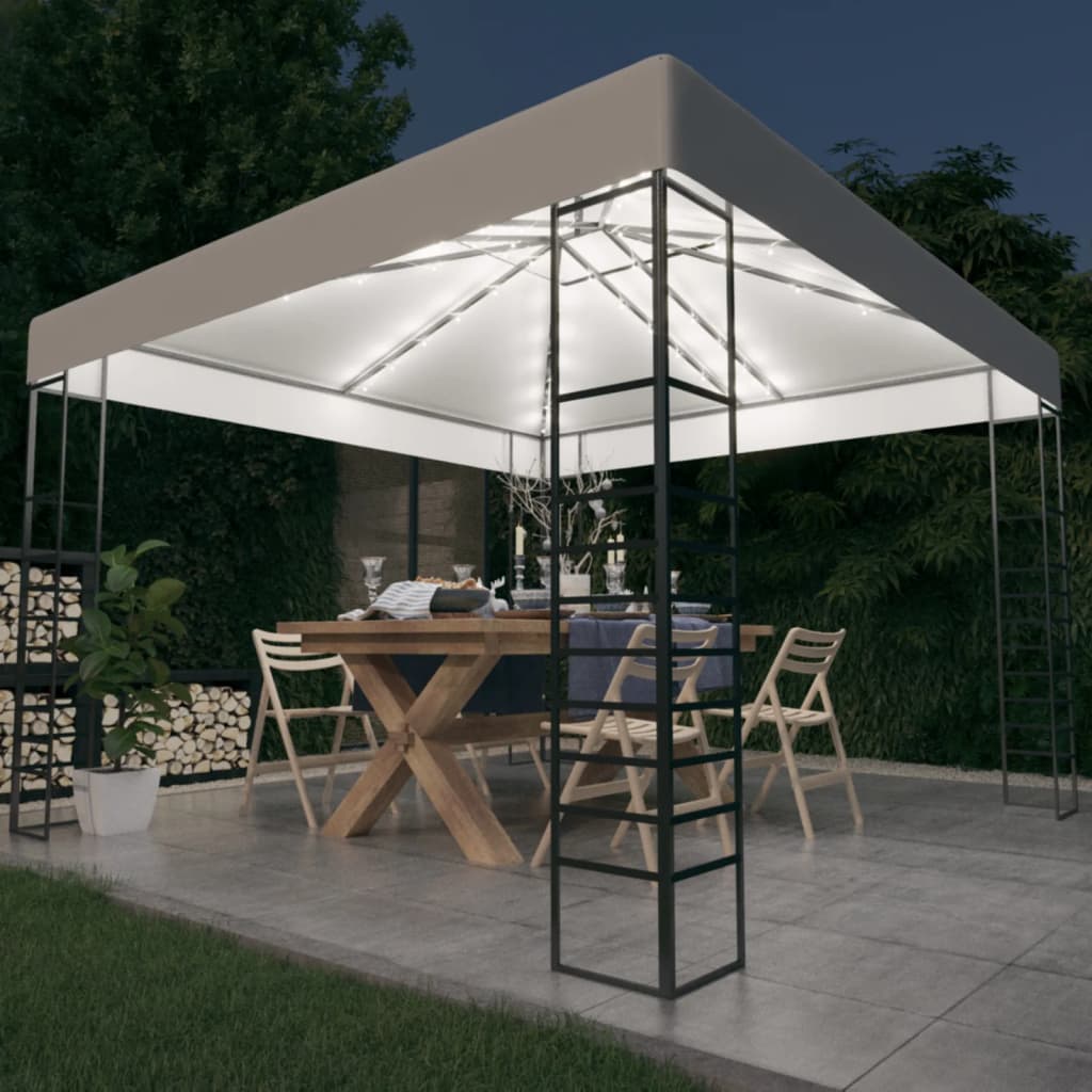 Carpa Cenador De Jardín Con Tira De Luz Led 3X3M 180 G/M²
