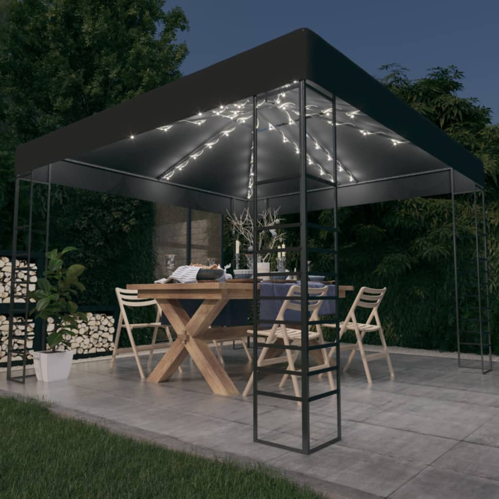Carpa Cenador De Jardín Con Tira De Luz Led 3X3M 180 G/M²