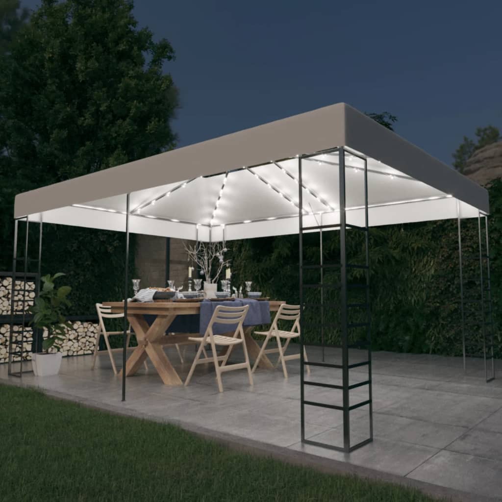 Carpa Cenador De Jardín Con Tira De Luz Led 3X4M 180 G/M²