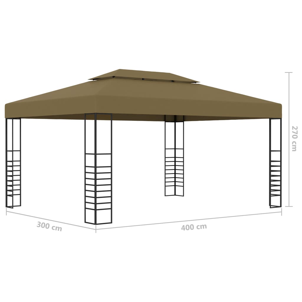 Carpa Cenador De Jardín Con Tira De Luz Led 3X4M 180 G/M²