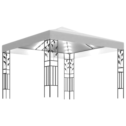 Carpa Cenador De Jardín Con Tira De Luz Led 3X3 M