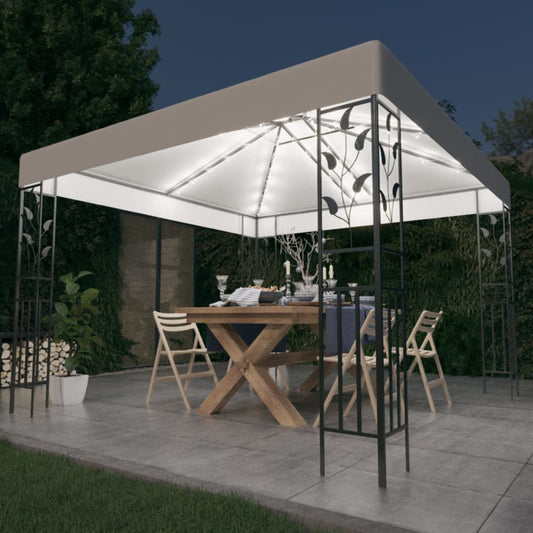 Carpa Cenador De Jardín Con Tira De Luz Led 3X3 M