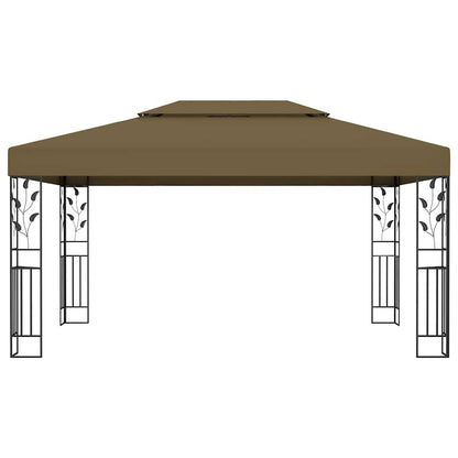 Cenador Doble Techo Y Tira De Luz Led Gris Taupe 3X4 M 180 G/M²