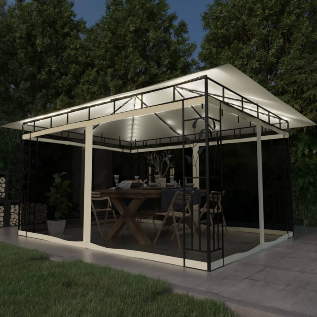 Cenador Con Mosquitera Y Tira Luz Led 4X3X2,73M 180 G/M²