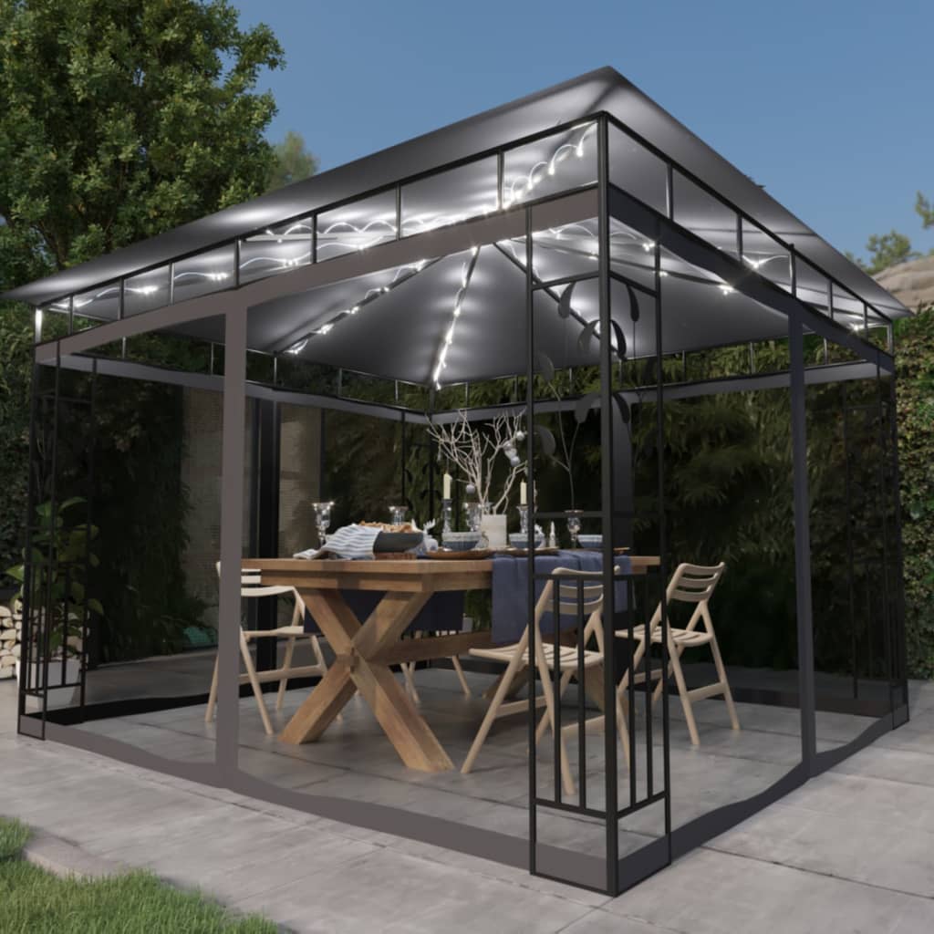 Cenador Con Mosquitera Y Tira Luz Led 4X3X2,73M 180 G/M²