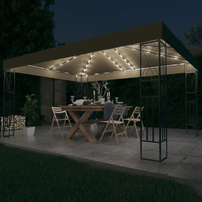 Cenador Con Tira De Luces Led Tela Gris