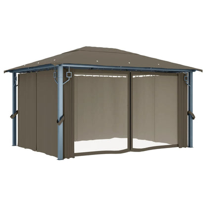 Cenador Con Cortina Y Tira De Luz Led Aluminio 400X300Cm