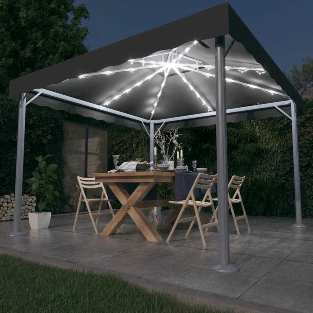 Cenador Con Tira De Luces Led Aluminio 300X300 Cm