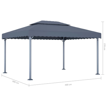 Cenador Con Tira De Luces Led Aluminio 400X300 Cm
