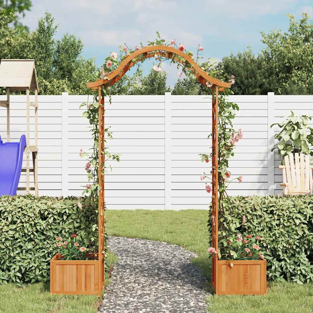 Pérgola De Jardín Con Jardinera Madera Maciza De Abeto