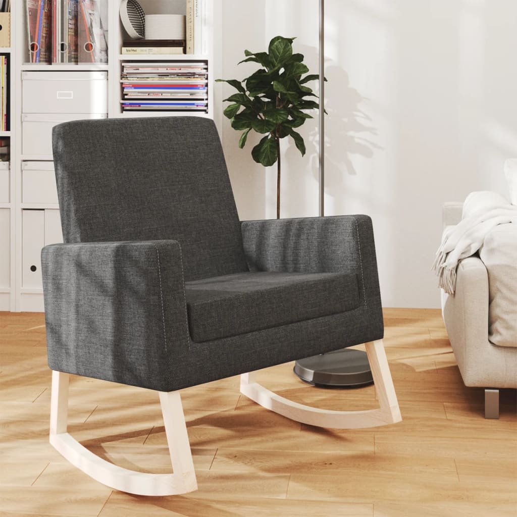 Silla Mecedora De Tela Gris Oscura