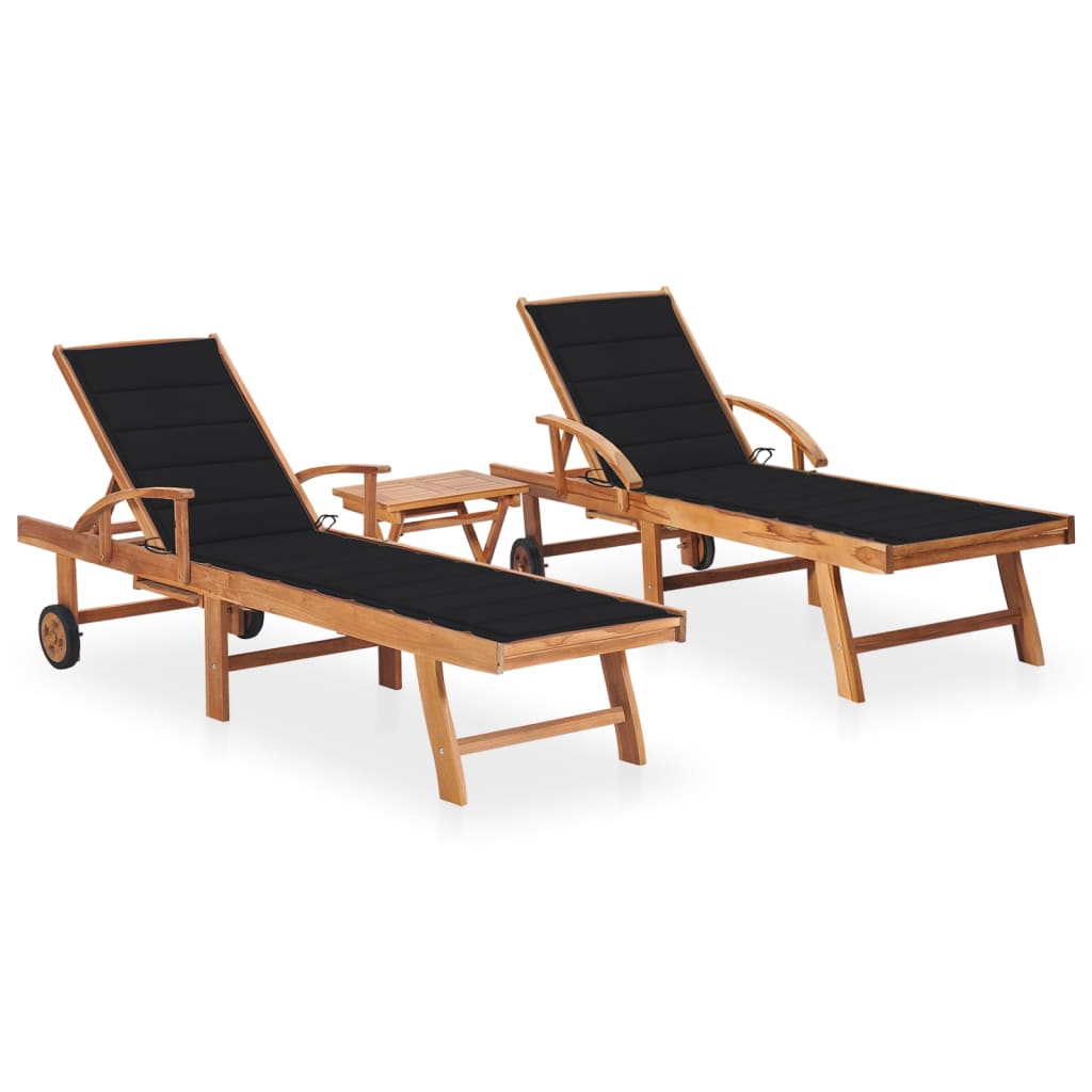 Tumbona Con Cojín Madera Maciza De Teca