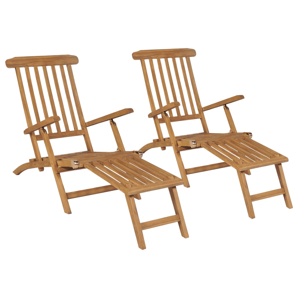 Tumbona Con Reposapiés Y Mesita Madera Maciza De Teca
