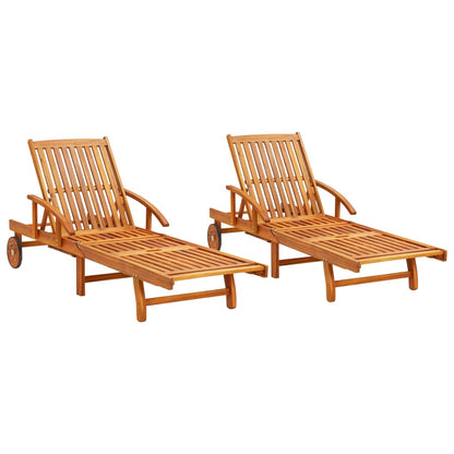 Tumbona Con Cojín Y Mesa Madera Maciza De Acacia