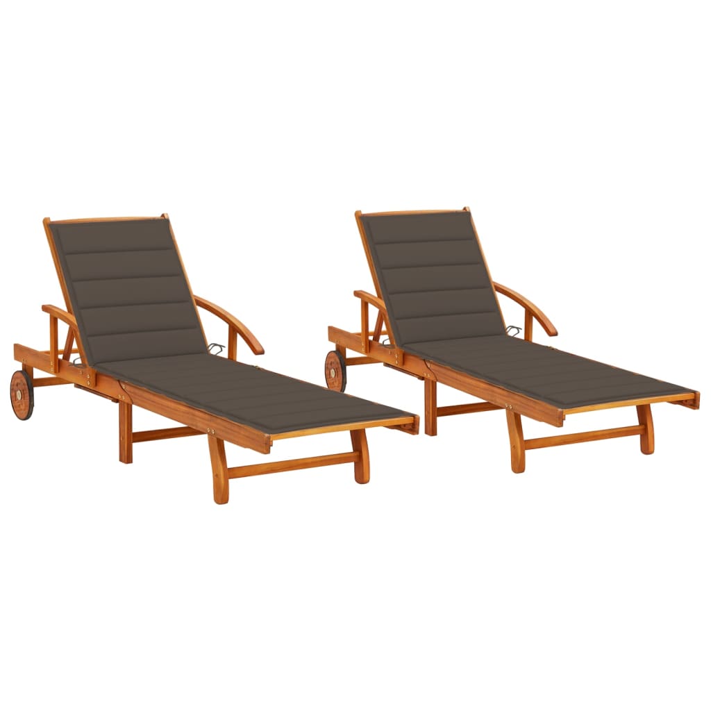 Tumbona De Jardín Con Mesa Y Cojín Madera Maciza De Acacia
