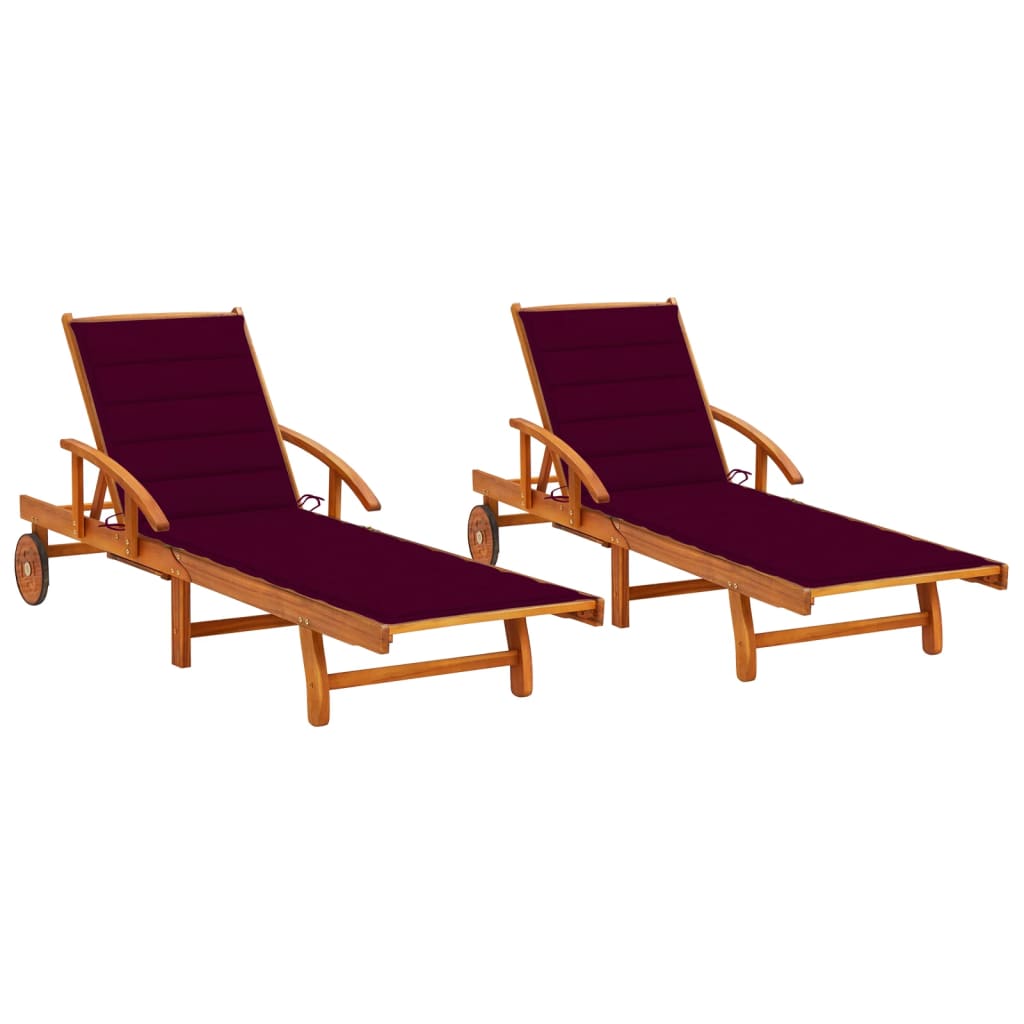 Tumbona De Jardín Con Mesa Y Cojín Madera Maciza De Acacia