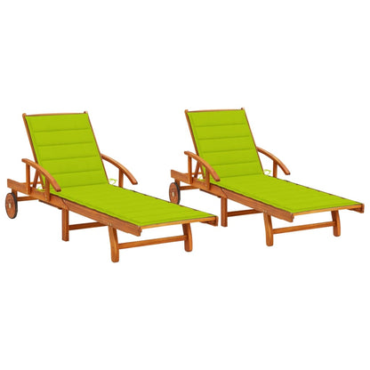 Tumbona De Jardín Con Mesa Y Cojín Madera Maciza De Acacia