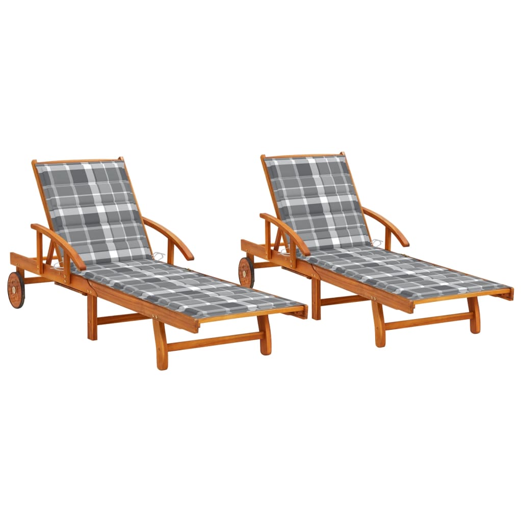 Tumbona De Jardín Con Mesa Y Cojín Madera Maciza De Acacia