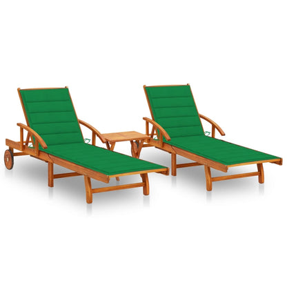 Tumbona De Jardín Con Mesa Y Cojín Madera Maciza De Acacia