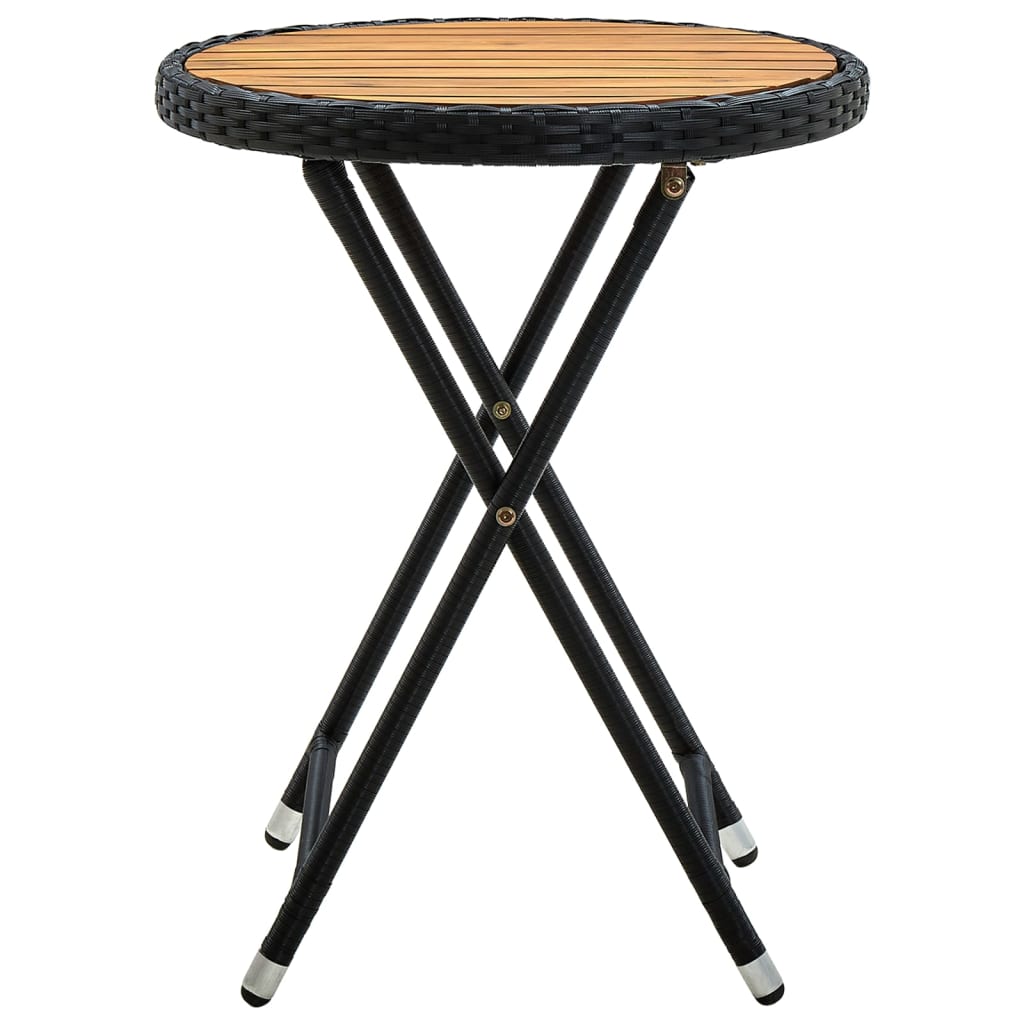 Mesa De Centro Ratán Sintético Y Madera Maciza De Acacia 60 Cm