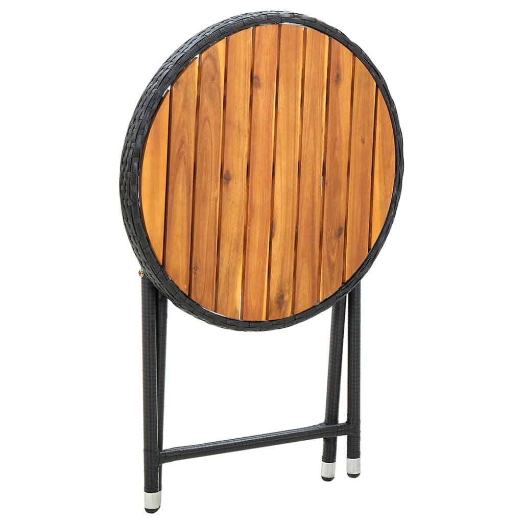 Mesa De Centro Ratán Sintético Y Madera Maciza De Acacia 60 Cm
