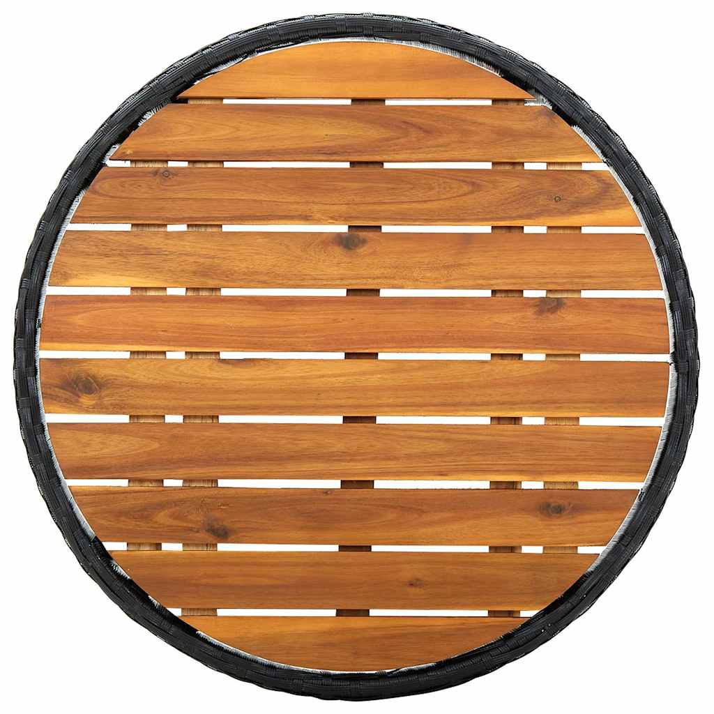 Mesa De Centro Ratán Sintético Y Madera Maciza De Acacia 60 Cm
