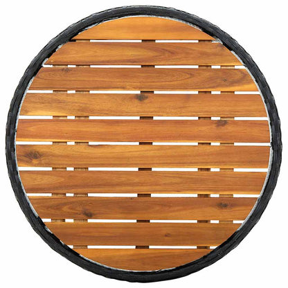 Mesa De Centro Ratán Sintético Y Madera Maciza De Acacia 60 Cm