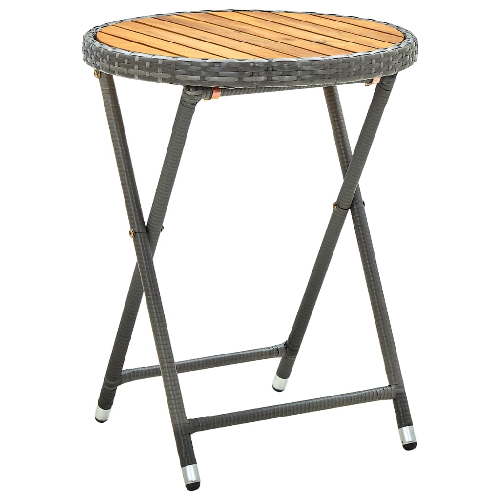 Mesa De Centro Ratán Sintético Y Madera Maciza De Acacia 60 Cm