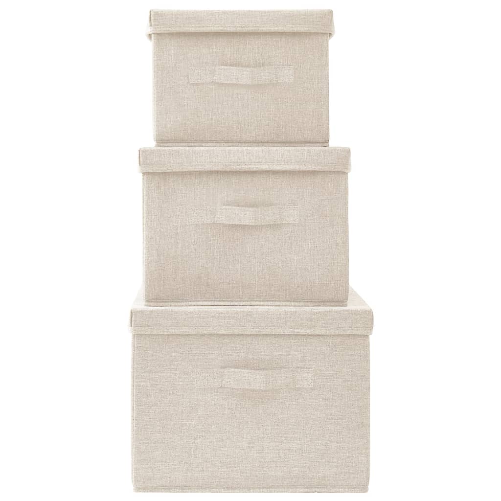 Juego De Cajas De Almacenaje Apilables 3 Uds Tela Color