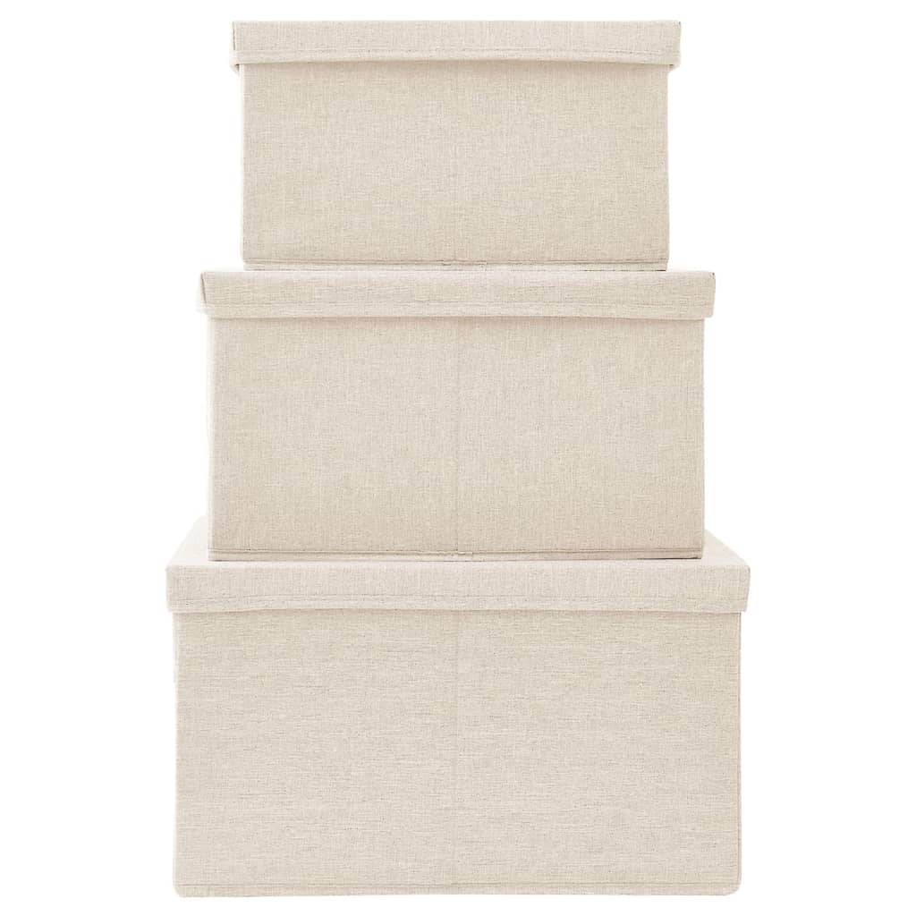 Juego De Cajas De Almacenaje Apilables 3 Uds Tela Color