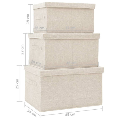 Juego De Cajas De Almacenaje Apilables 3 Uds Tela Color