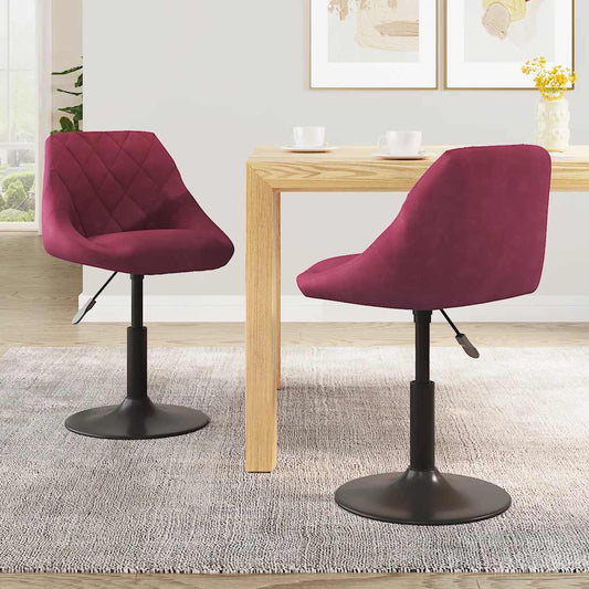 Sillas De Comedor Giratorias 2 Unidades Terciopelo Rojo Tinto