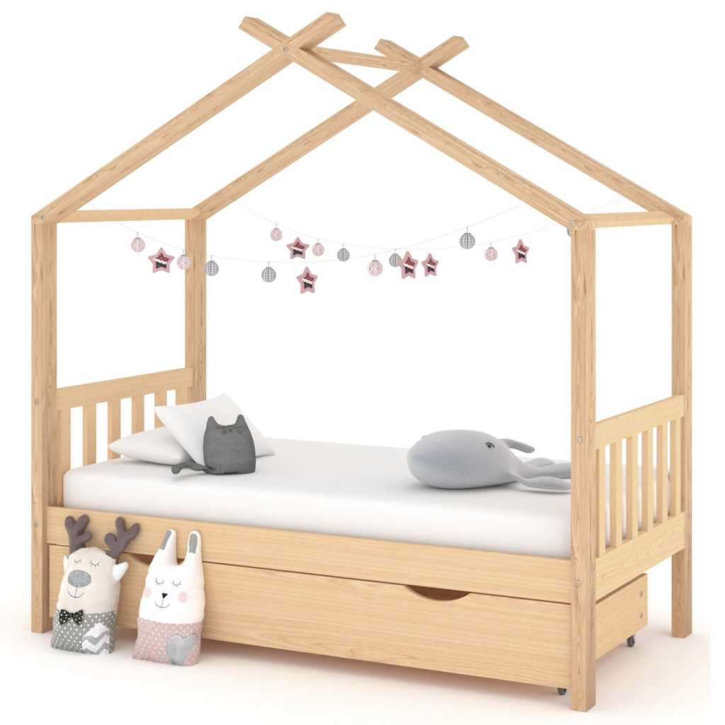 Estructura De Cama Niños Y Cajón Madera Maciza Blanca