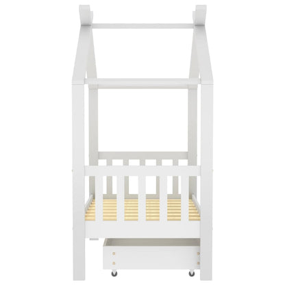 Estructura De Cama Niños Y Cajón Madera Maciza Blanca
