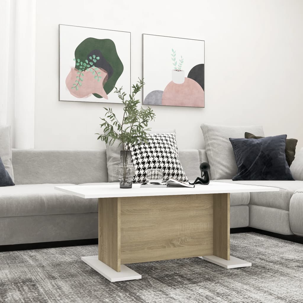 Mesa De Centro De Madera Contrachapada 103,5X60X40 Cm
