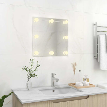 Espejo De Pared Con Luces Led Cuadrado De Vidrio