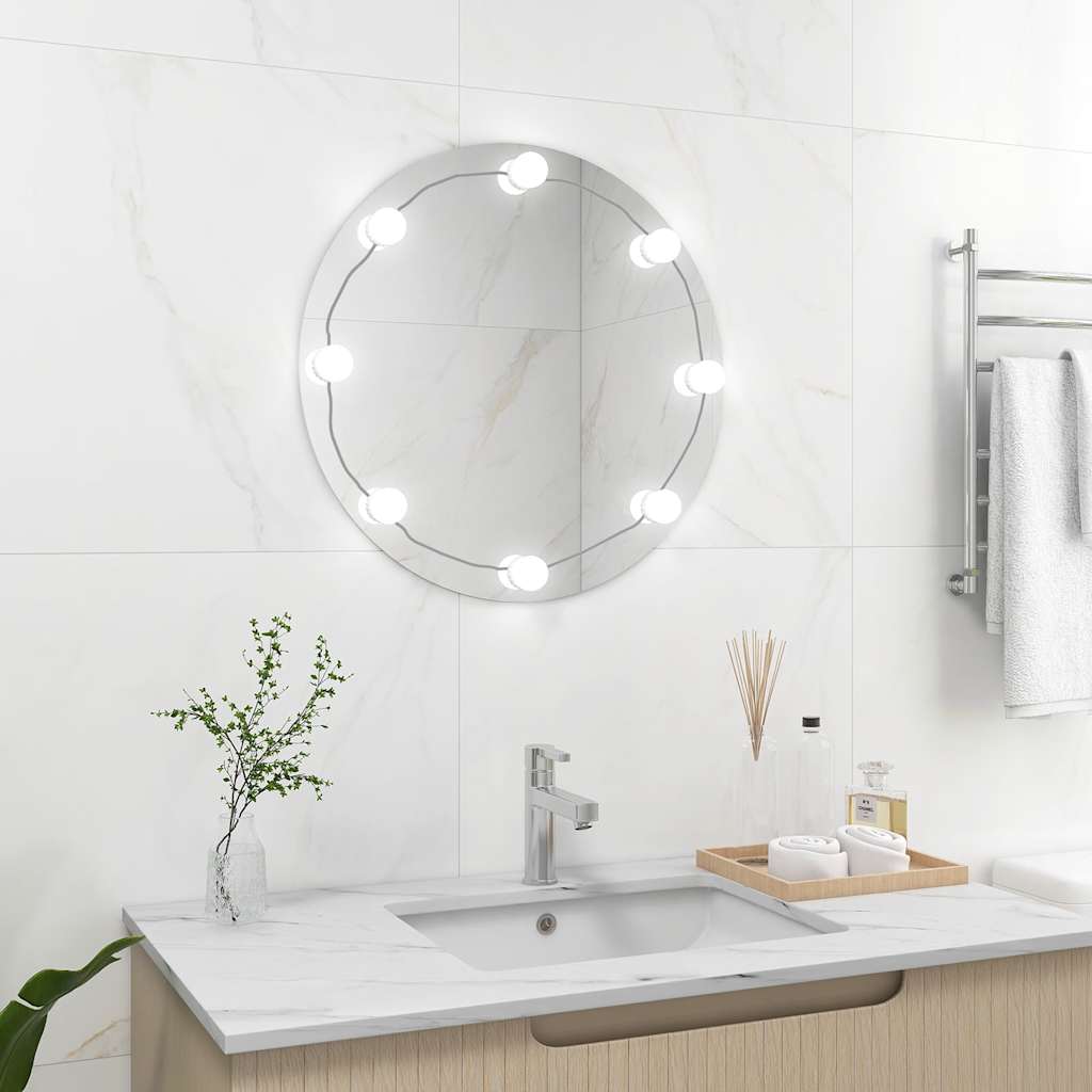 Espejo De Pared Con Luces Led Redondo De Vidrio